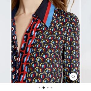 Alice + Olivia Multicolor Geometric Button Down Shirt